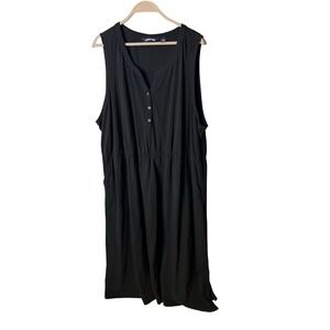 Lands' End sz 3X black sleeveless dress cotton‎ blend 3/4 button